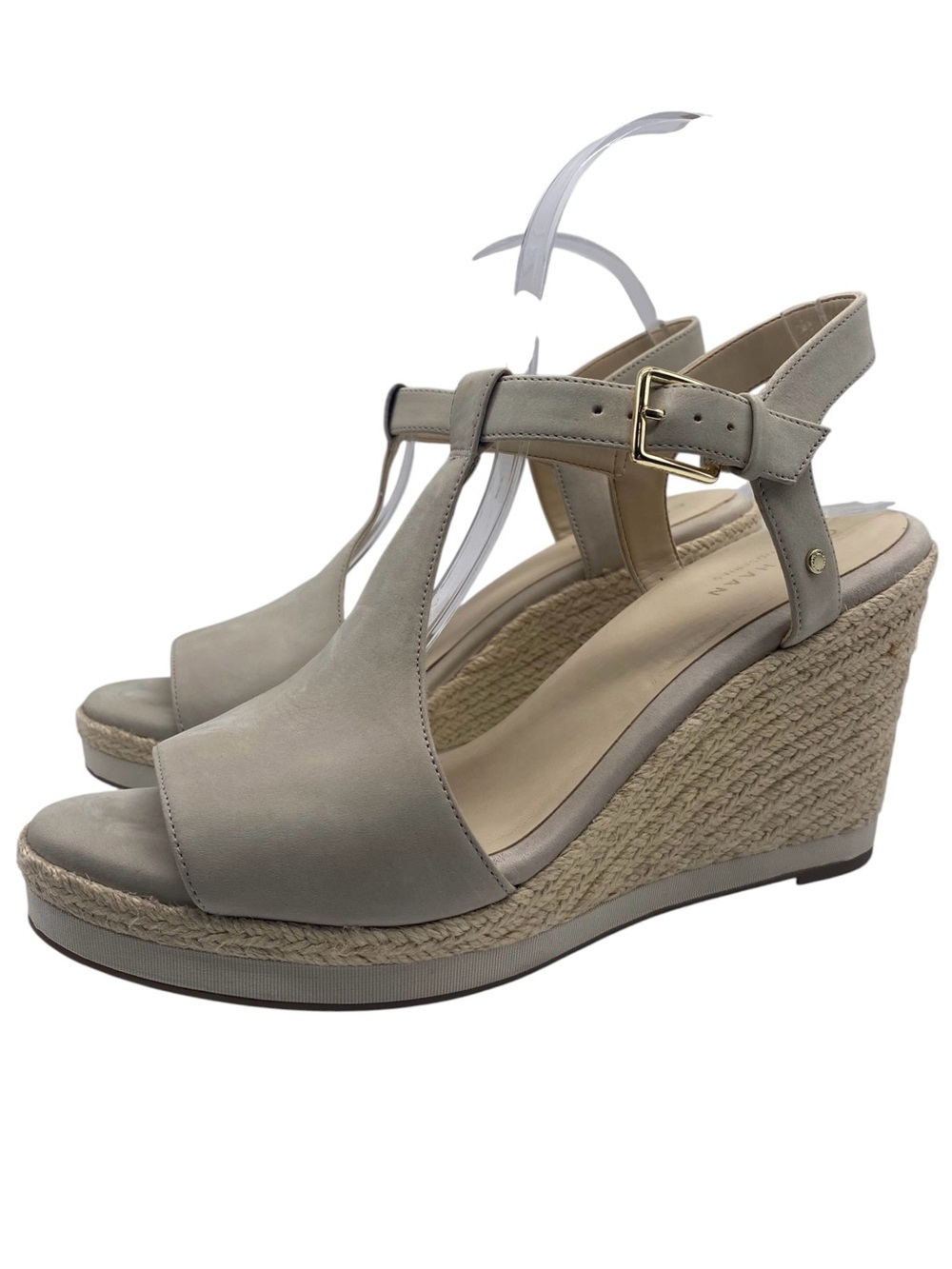 Cole Haan Espadrille Wedge Sandals Womens 9 Cream Beige Leather Casual Coastal